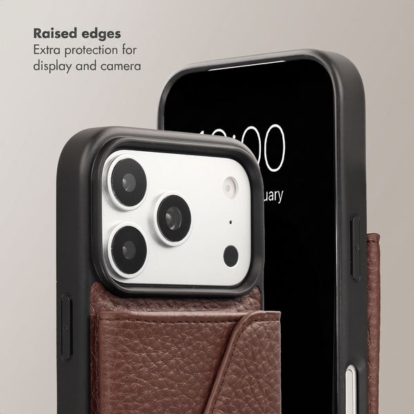 Selencia Sera Phone Case with Cord and Envelope Card Holder Apple iPhone 17 Pro - Chocolate Brown