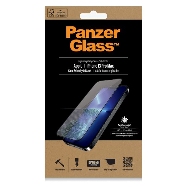 PanzerGlass Anti-Bacterial Case Friendly Screenprotector iPhone 13 Pro Max - Zwart