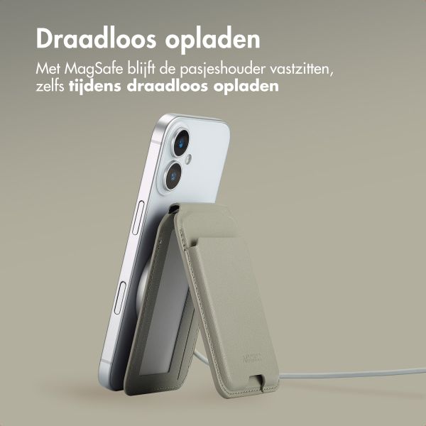 Accezz Leren Wallet met standaard - Geschikt voor MagSafe en Qi2 - Light Grey