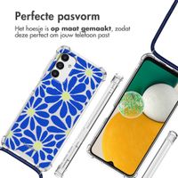 imoshion Design hoesje met koord Samsung Galaxy A13 (5G) - Cobalt Blue Flowers Connect