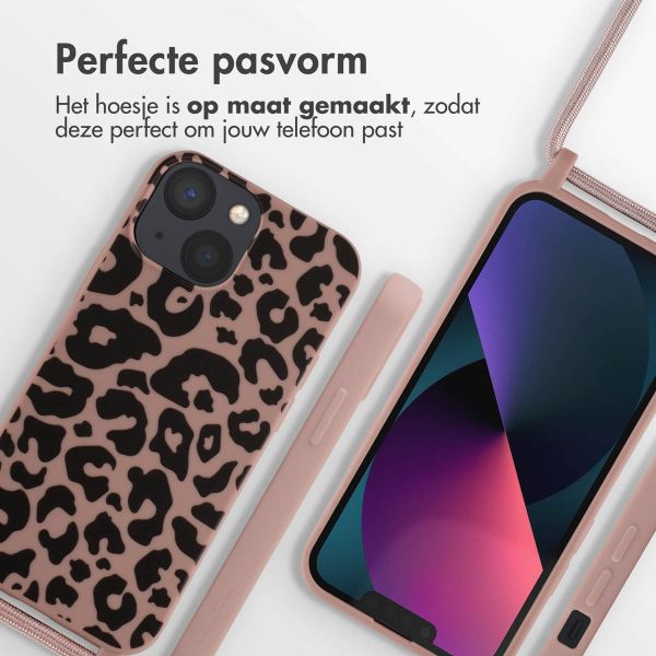 imoshion Siliconen design hoesje met koord Apple iPhone 13 Mini - Animal Pink