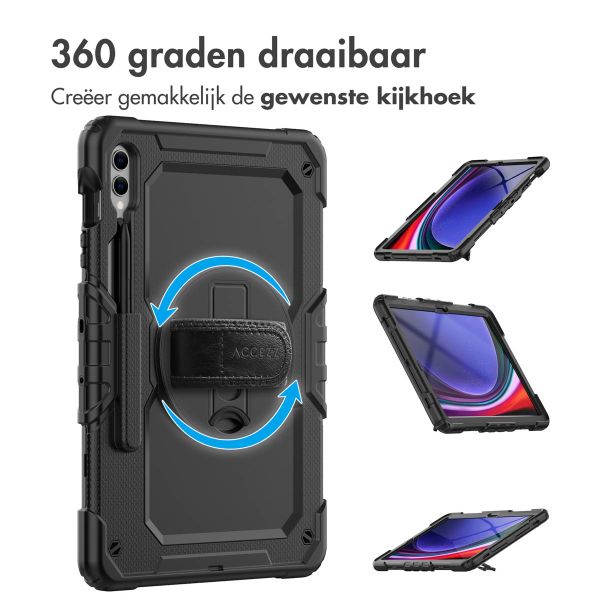 Accezz Rugged Backcover met schouderstrap Samsung Galaxy Tab S10 Plus / Tab S9 FE Plus / Tab S9 Plus - Zwart