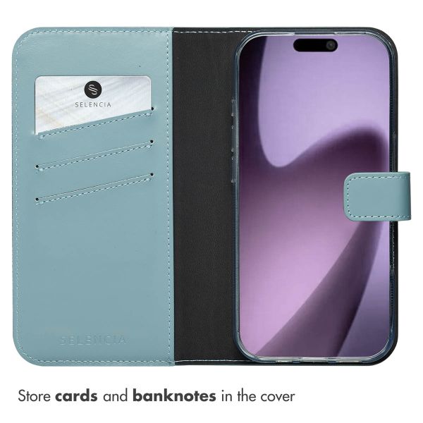 Selencia Genuine Leather Book Case Apple iPhone 17 - Air Blue