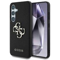 Guess 4G Metal Logo Saffiano Backcover Samsung Galaxy S25 Plus - Zwart