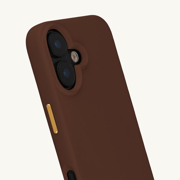 Selencia Rivièra MagSafe Backcover met afneembare haakjes Apple iPhone 16 - Choco Brown
