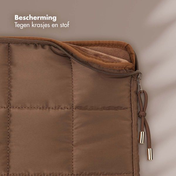 Selencia Puffy Laptop hoes 15-16 inch - Laptopsleeve - Mocha Brown