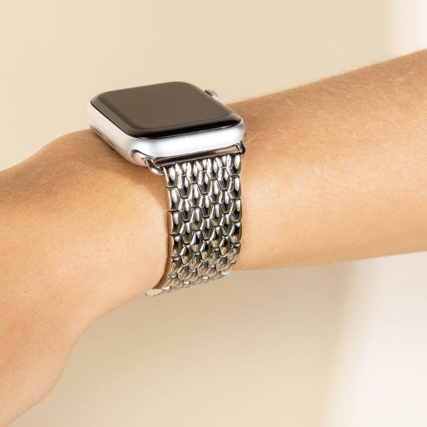 Selencia Stalen draak band Apple Watch Series 1 t/m 11 / SE / Ultra (44/45/46/49 mm) - Zilver