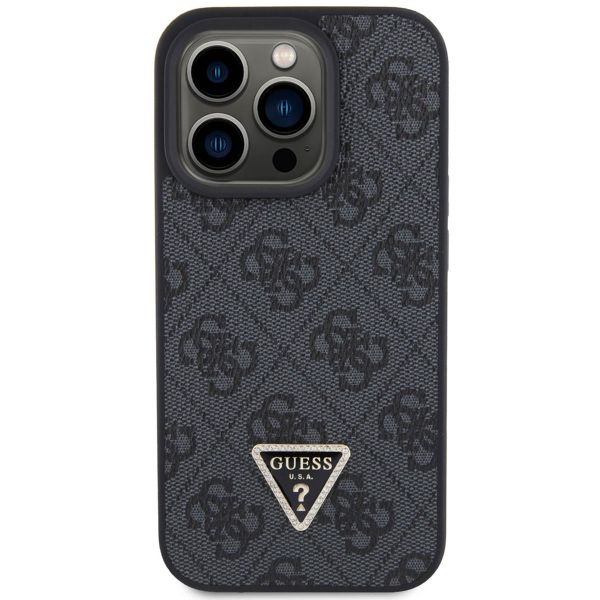 Guess 4G Logo Triangle Strass Backcover iPhone 15 Pro - Zwart