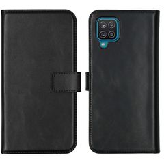 Selencia Echt Leren Bookcase Samsung Galaxy A12 - Zwart