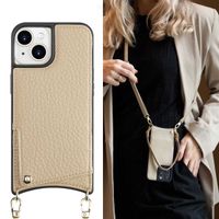 Selencia Nova Phone Case with Cord and Card Holder Apple iPhone 15 - Beige
