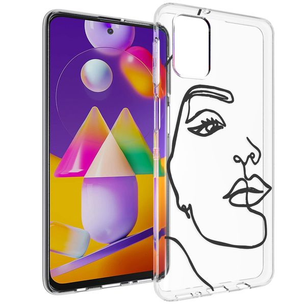 imoshion Design hoesje Samsung Galaxy M31s - Abstract Gezicht - Zwart