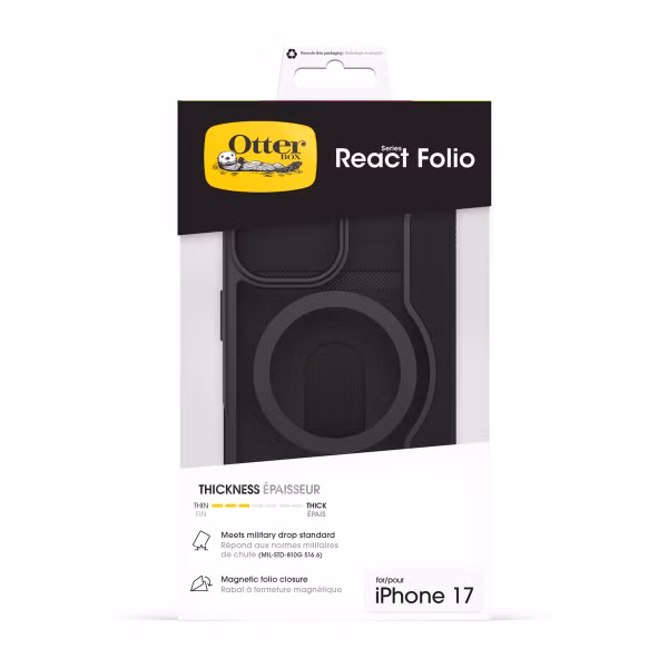 OtterBox React Folio Backcover Apple iPhone 17 - Clear / Black