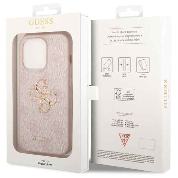 Guess 4G Metal Logo Backcover Apple iPhone 14 Pro - Roze