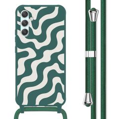 imoshion Siliconen design hoesje met koord Samsung Galaxy A34 (5G) - Petrol Green Groovy