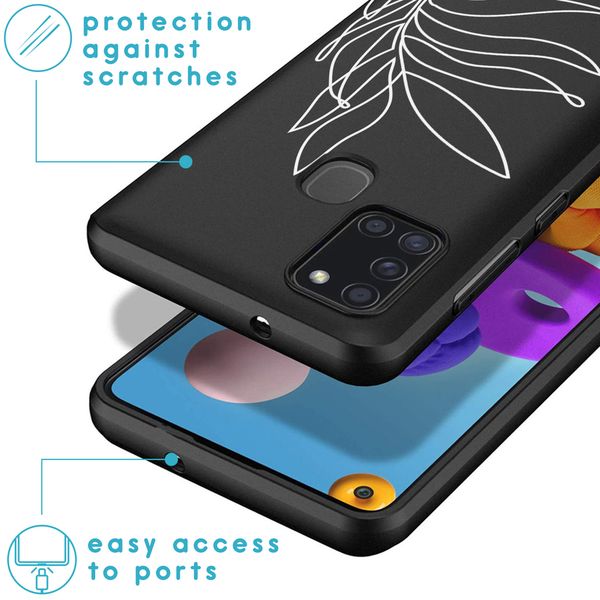 imoshion Design hoesje Samsung Galaxy A21s - Blad - Zwart