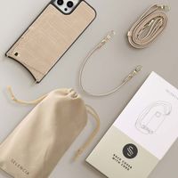 Selencia Nova Croco Phone Case with Cord and Card Holder Apple iPhone 12 (Pro) - Beige