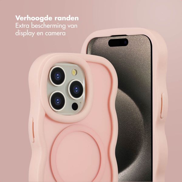 Selencia Wavy Backcover met MagSafe Apple iPhone 15 Pro - Soft Pink