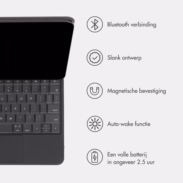 Accezz Magnetic Bluetooth Keyboard Apple iPad Pro 11 (2025) M5 / (2024) M4 - QWERTY / NL - Zwart
