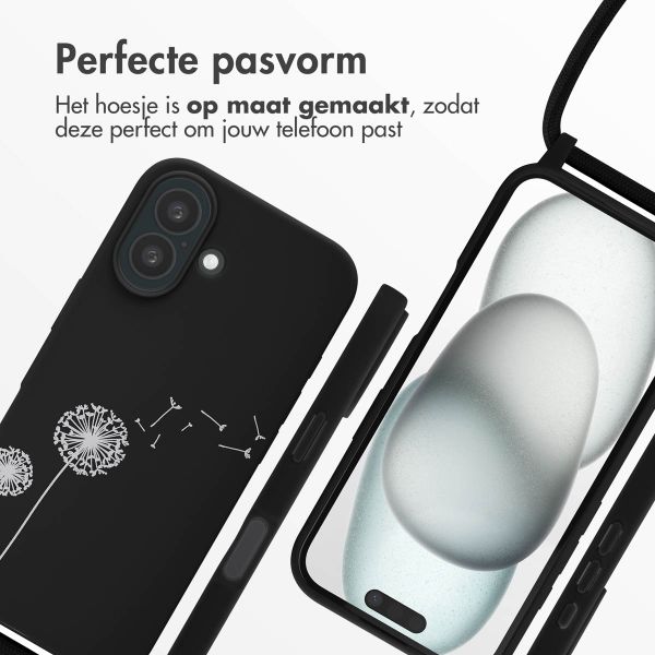 imoshion Siliconen design hoesje met koord Apple iPhone 16 - Dandelion Black