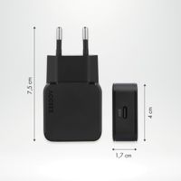 Accezz Ultra Slim GaN Oplader - USB-C - 20W - Zwart
