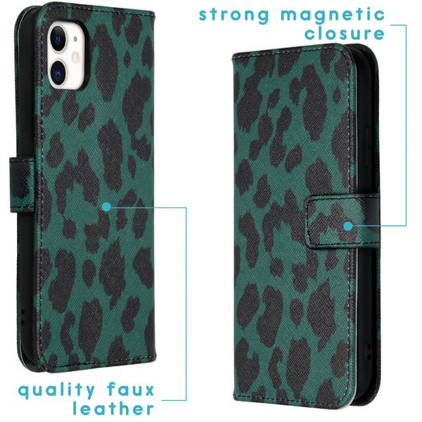 imoshion Design Softcase Bookcase iPhone 11 - Green Leopard