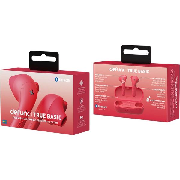 Defunc True Basic - Draadloze oordopjes - Bluetooth draadloze oortjes - Rood