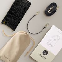 Selencia Nova Croco Telefoonhoes met Koord en Pashouder Samsung Galaxy A57 (5G) - Zwart