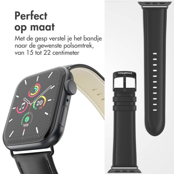 imoshion Classic lederen bandje Apple Watch Series 1 t/m 9 / SE (38/40/41 mm) | Series 10 / 11 (42 mm) - Zwart