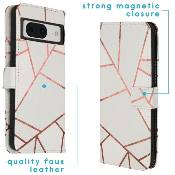 imoshion Design Softcase Bookcase Google Pixel 8 Pro - White Graphic