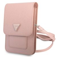 Guess Saffiano Triangle telefoontasje - Geschikt voor smartphones tot 7 inch - Roze