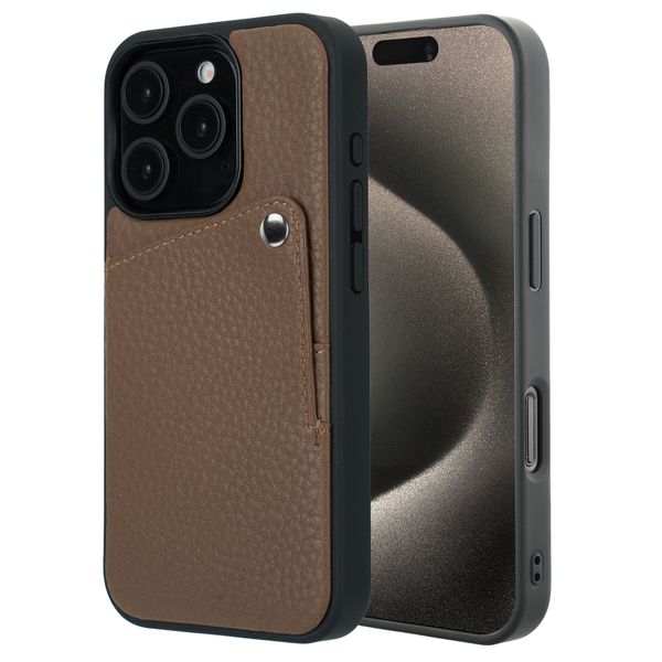Selencia Riva Backcover met Pashouder Apple iPhone 15 Pro - Mocha Brown