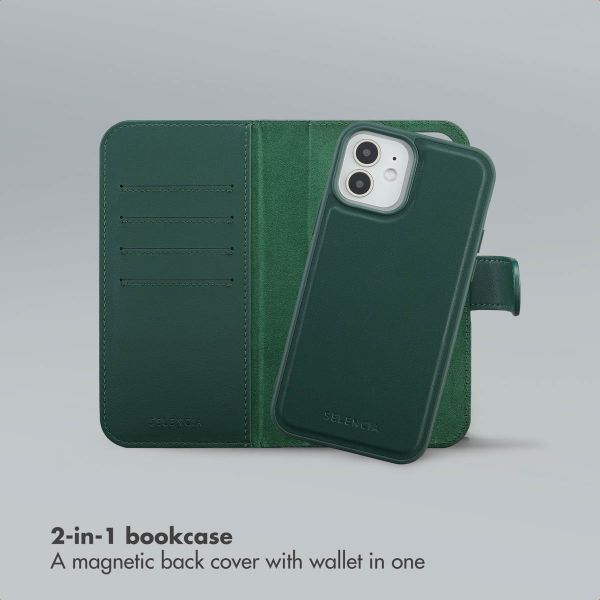 Selencia Olyn Detachable Bookcase with MagSafe Apple iPhone 12 (Pro) - Green