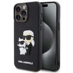 Karl Lagerfeld Karl & Choupette 3D Rubber Hardcase Backcover Apple iPhone 15 Pro Max - Zwart