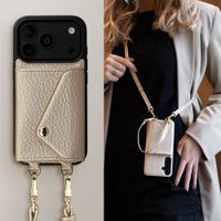 Selencia Sera Telefoonhoes met Koord en Envelop Pashouder Apple iPhone 18 Pro / 17 Pro - Champagne