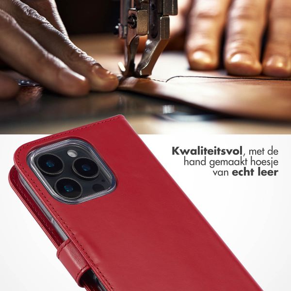 Selencia Echt Leren Bookcase Apple iPhone 16 Pro - Rood