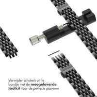 Selencia Slim Steel Jubilee Inspired schakelbandje Apple Watch Series 1 t/m 9 / SE (38/40/41 mm) | Series 10 / 11 (42 mm) - Zwart