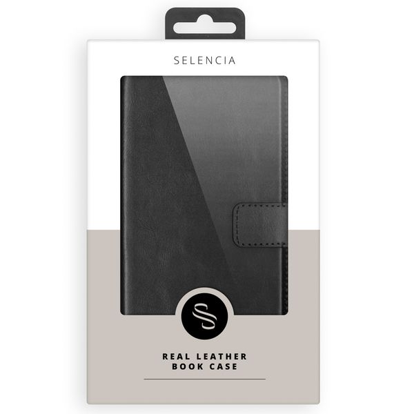 Selencia Echt Lederen Bookcase Samsung Galaxy S21 - Zwart