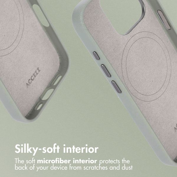 Accezz Leather Back Cover with MagSafe Apple iPhone 14 Pro - Light Grey