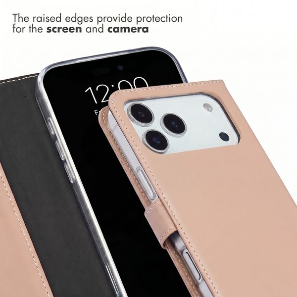 Selencia Genuine Leather Book Case Apple iPhone 18 Pro Max / 17 Pro Max - Dusty Pink