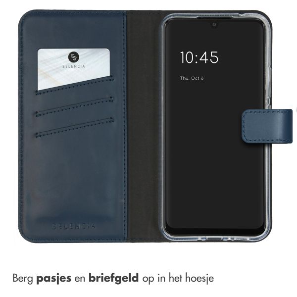 Selencia Echt Leren Bookcase Samsung Galaxy A34 (5G) - Blauw