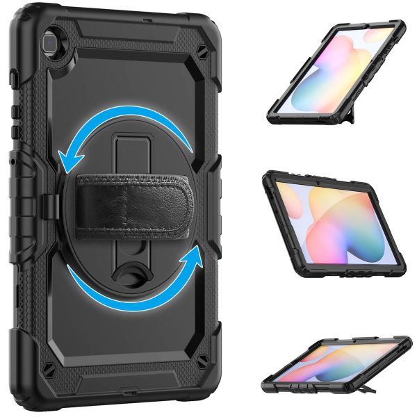 Extreme Backcover with handstrap and shoulder strap Samsung Galaxy Tab S6 Lite / Tab S6 Lite (2022) - Zwart