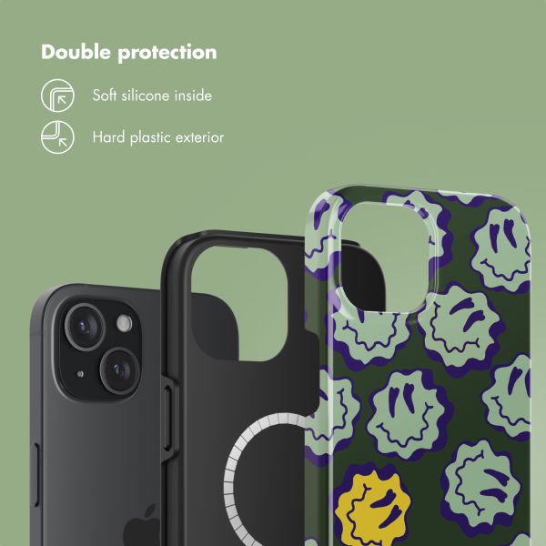 Selencia Vivid Back Cover with MagSafe Apple iPhone 15 - Wavy Smiley Green