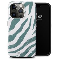 Selencia Vivid Tough Backcover iPhone 15 Pro - Colorful Zebra Pine Blue