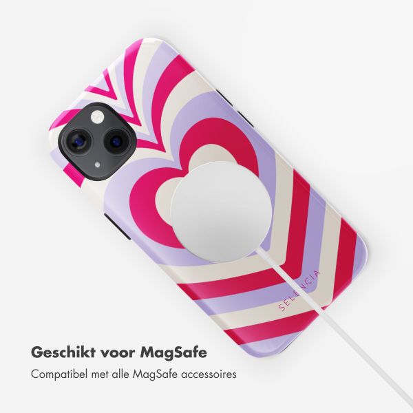 Selencia Vivid Tough Backcover met MagSafe iPhone 13 - Double Hearts Rubine Red Lilac