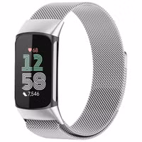 imoshion Milanees magnetisch bandje Fitbit Charge 5 - Maat M - Zilver