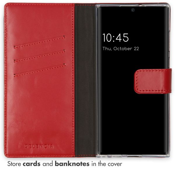 Selencia Echt Lederen Bookcase Samsung Galaxy S22 Ultra - Rood