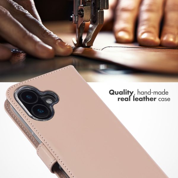Selencia Genuine Leather Book Case Apple iPhone 16 Plus - Dusty Pink