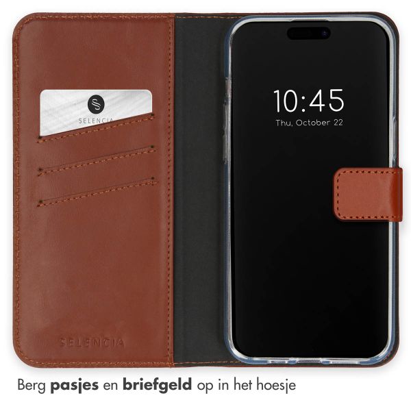 Selencia Echt Leren Bookcase Apple iPhone 15 Pro Max - Lichtbruin