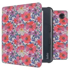 imoshion Design Slim Hard Case Sleepcover met stand Kobo Libra Colour - Flower Watercolor