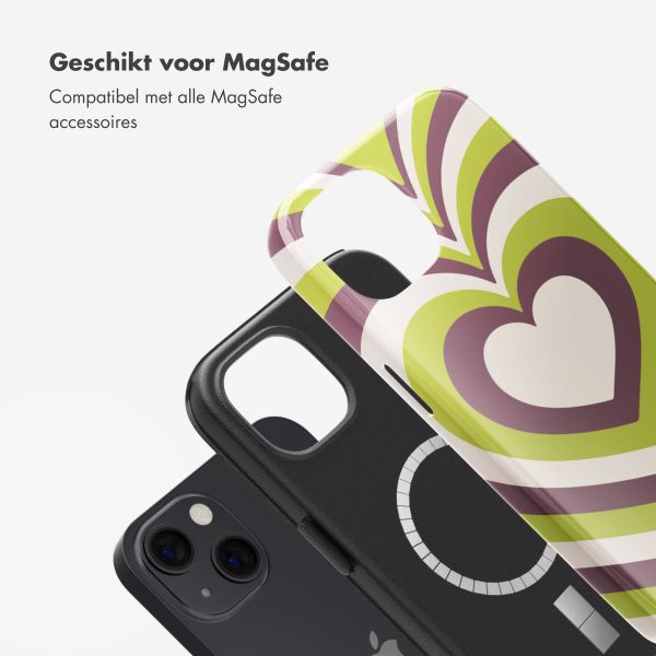 Selencia Vivid Tough Backcover met MagSafe iPhone 13 - Double Hearts Plum Fern